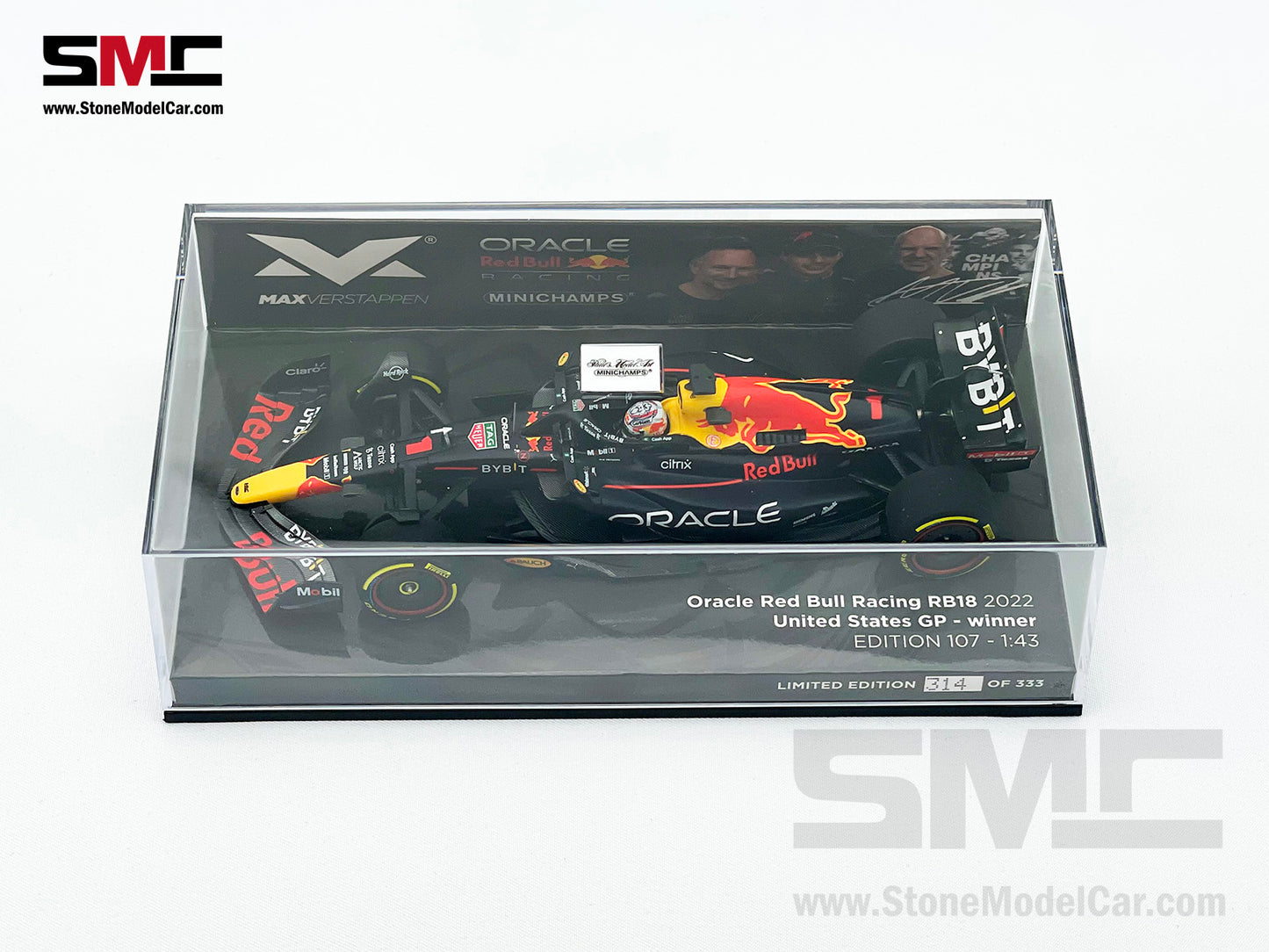 2022 F1 World Champion #1 Max Verstappen Red Bull RB18 US GP 1:43 MINICHAMPS