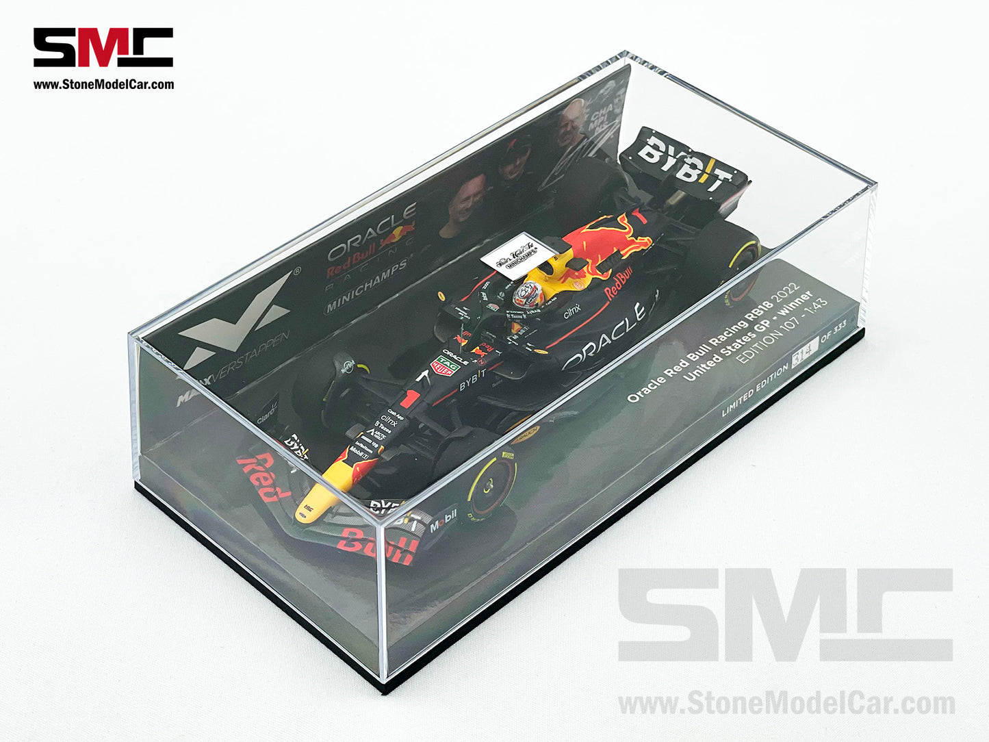 2022 F1 World Champion #1 Max Verstappen Red Bull RB18 US GP 1:43 MINICHAMPS