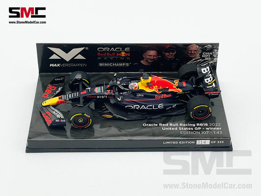 2022 F1 World Champion #1 Max Verstappen Red Bull RB18 US GP 1:43 MINICHAMPS