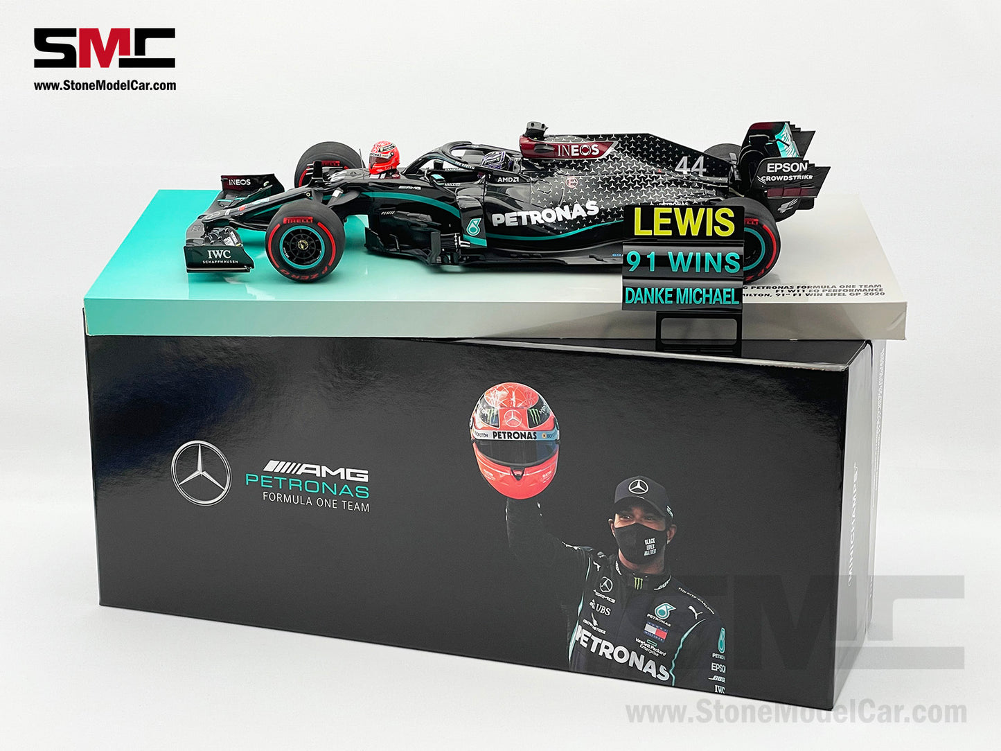 2020 7x World Champion Mercedes F1 W11 #44 Lewis Hamilton Eifel GP 91st Victory 1:18 MINICHAMPS