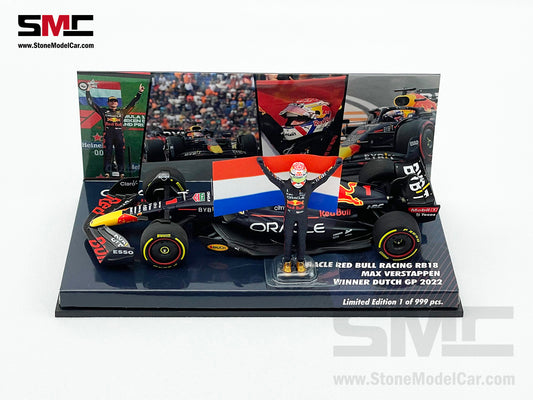 Red Bull F1 RB18 #1 Max Verstappen Dutch GP 2022 World Champion 1:43 MINICHAMPS with Figure