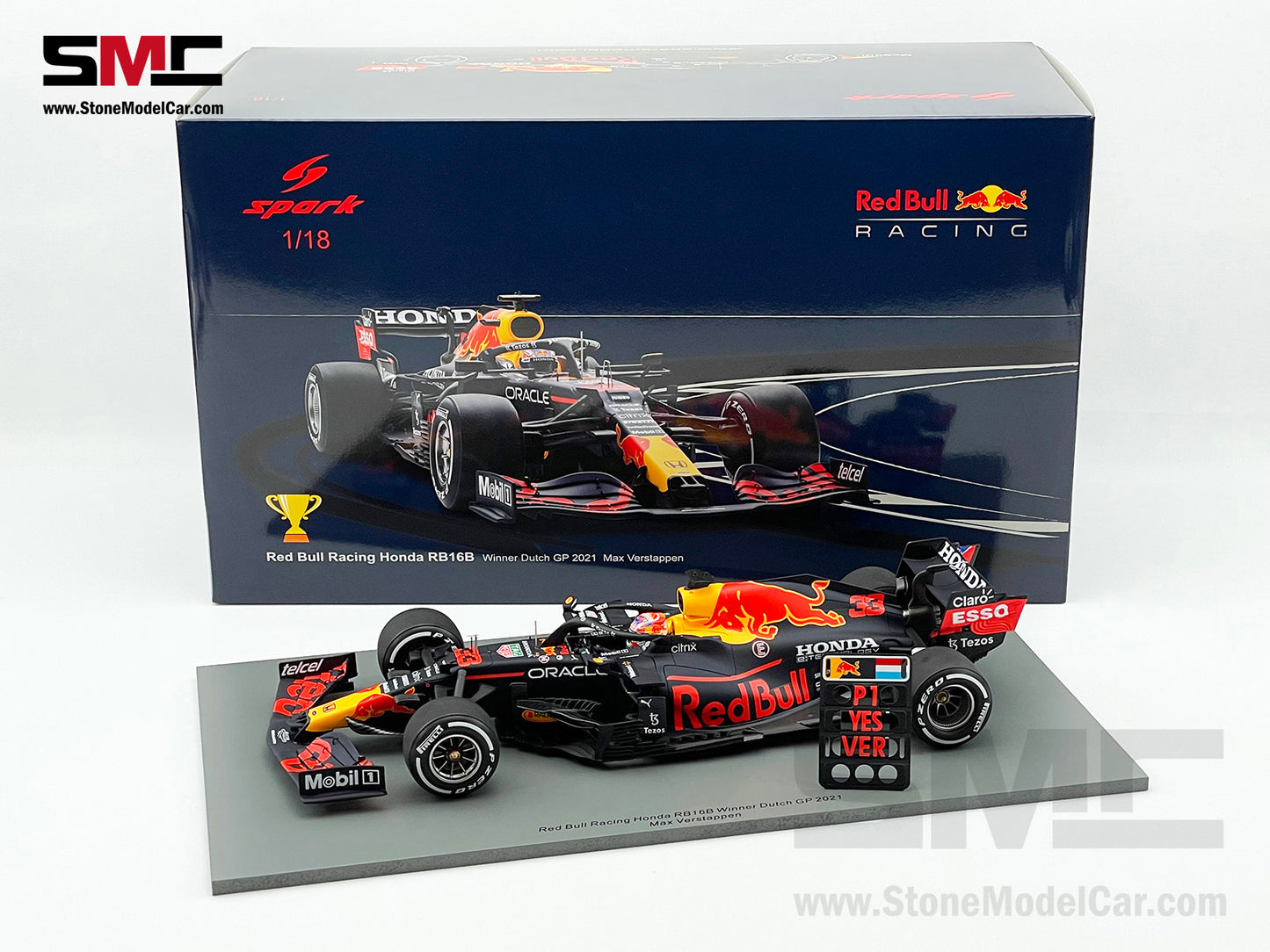 2021 Spark 1:18 Red Bull F1 RB16B #33 Max Verstappen Dutch GP World Champion