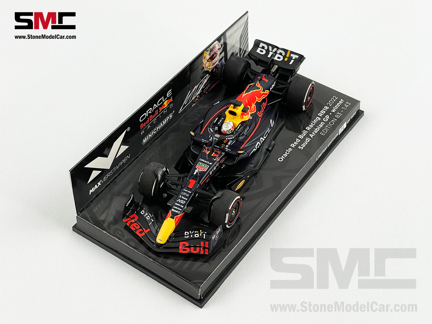 2022 F1 World Champion Red Bull RB18 #1 Max Verstappen Saudi Arabia GP Winner 1:43 MINICHAMPS