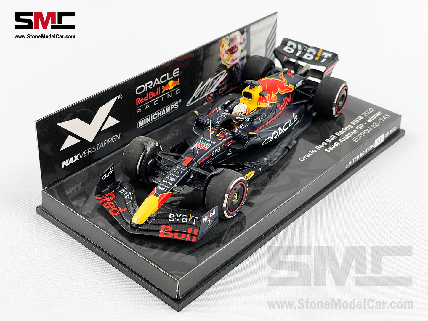 2022 F1 World Champion Red Bull RB18 #1 Max Verstappen Saudi Arabia GP Winner 1:43 MINICHAMPS