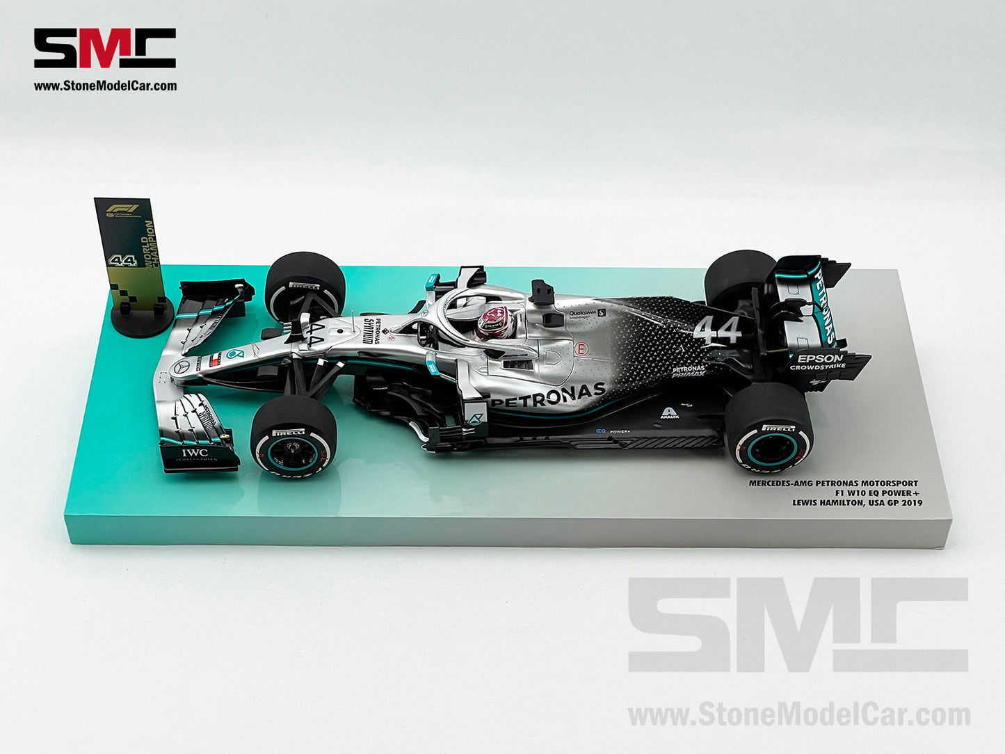 2019 6x World Champion Mercedes F1 W10 #44 Lewis Hamilton US GP 1:18 MINICHAMPS