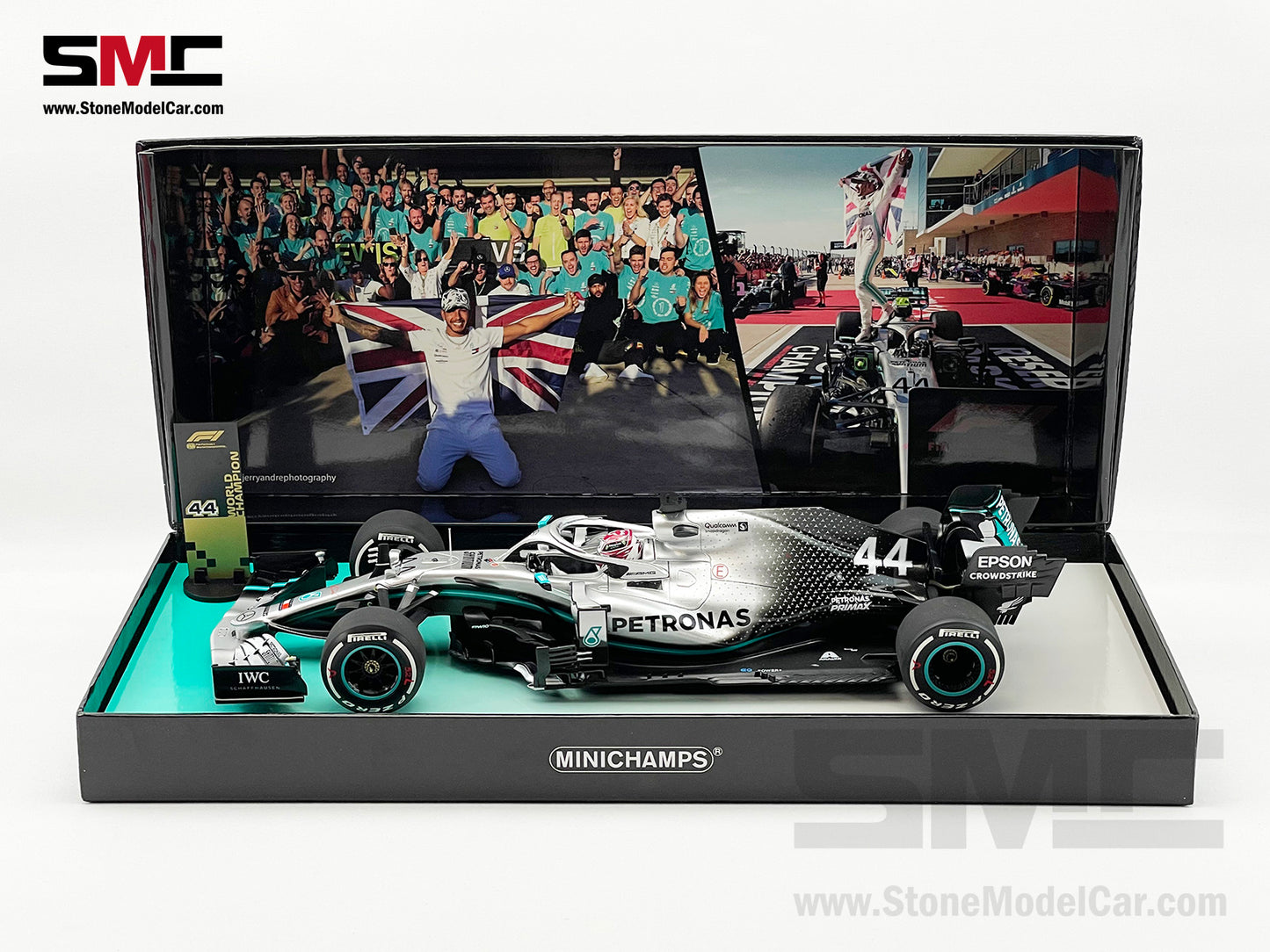 2019 6x World Champion Mercedes F1 W10 #44 Lewis Hamilton US GP 1:18 MINICHAMPS