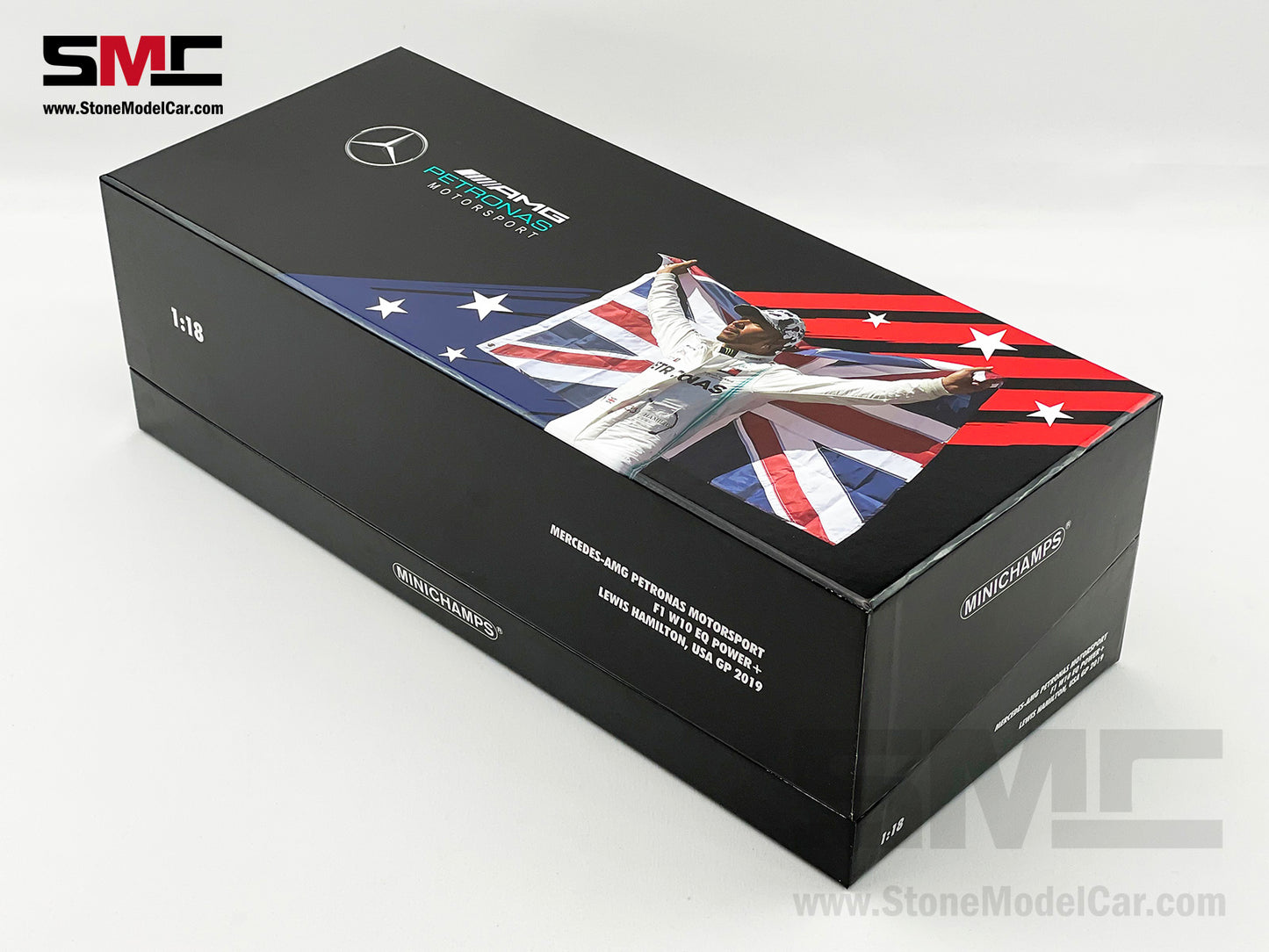 2019 6x World Champion Mercedes F1 W10 #44 Lewis Hamilton US GP 1:18 MINICHAMPS