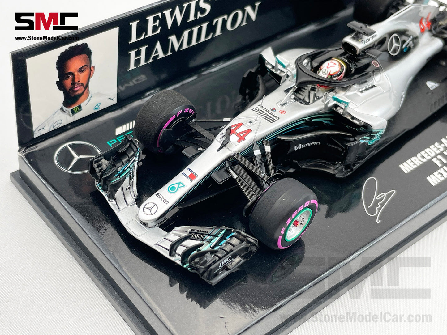 2018 5x World Champion Mercedes F1 W09 #44 Lewis Hamilton Mexico GP 1:43 MINICHAMPS