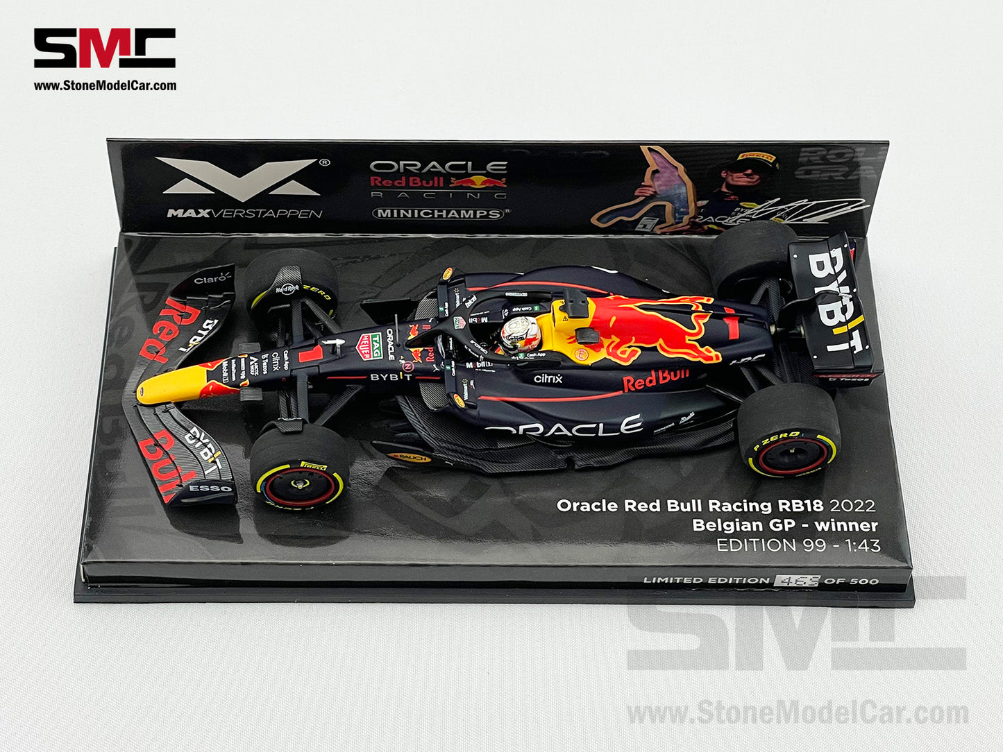 2022 F1 World Champion #1 Max Verstappen Red Bull RB18 Belgium GP 1:43 MINICHAMPS