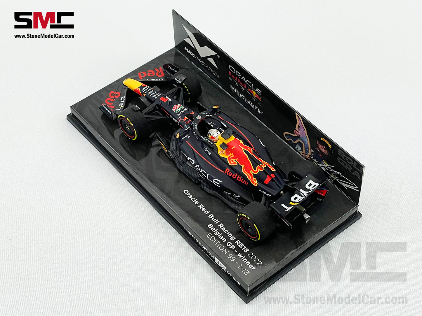 2022 F1 World Champion #1 Max Verstappen Red Bull RB18 Belgium GP 1:43 MINICHAMPS