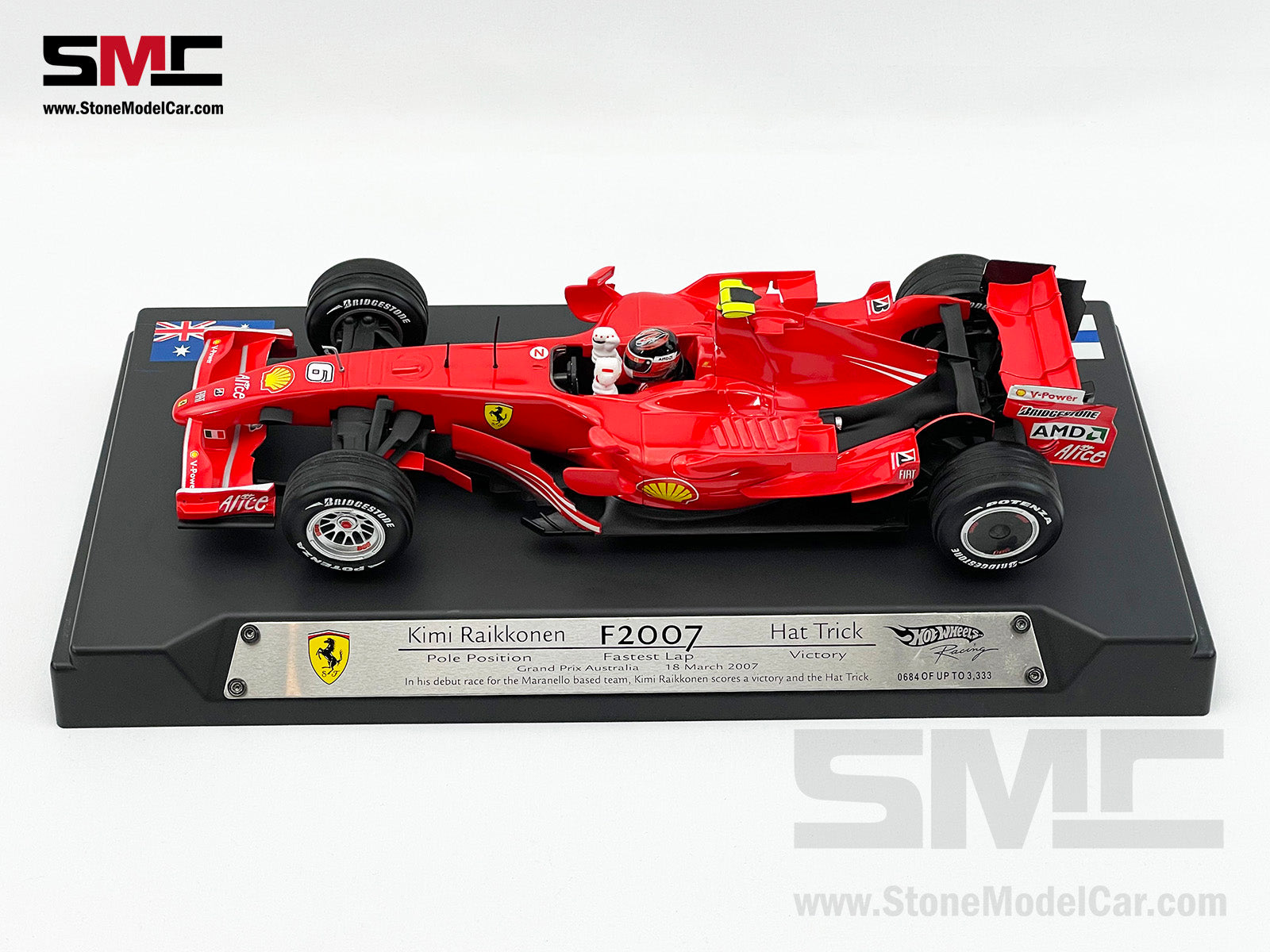 [Pre-Owned] Ferrari F1 F2007 #6 Kimi Raikkonen Australia GP Hat Trick 2007  World Champion Hot Wheels 1:18