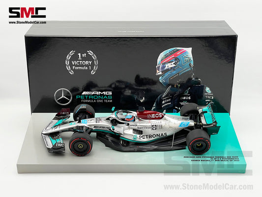 Mercedes F1 W13 #63 George Russell Brazil GP Winner 2022 1st Career Win 1:18 MINICHAMPS