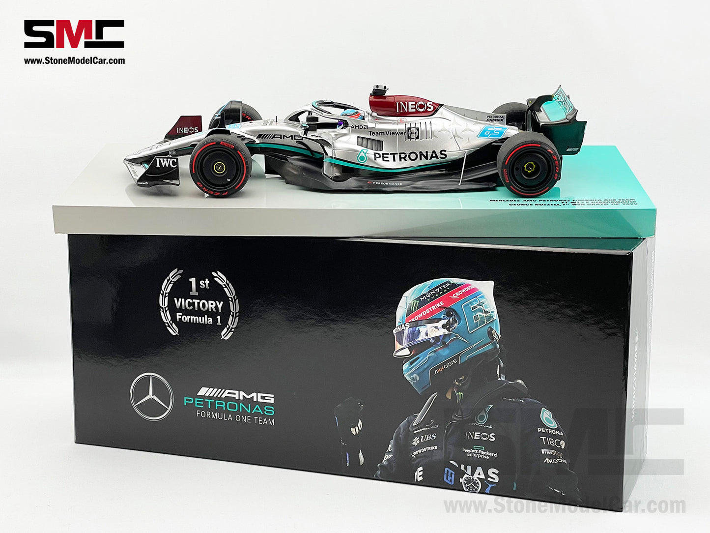 Mercedes F1 W13 #63 George Russell Brazil GP Winner 2022 1st Career Win 1:18 MINICHAMPS