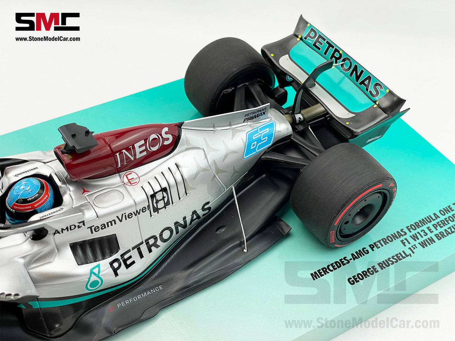 Mercedes F1 W13 #63 George Russell Brazil GP Winner 2022 1st Career Win 1:18 MINICHAMPS