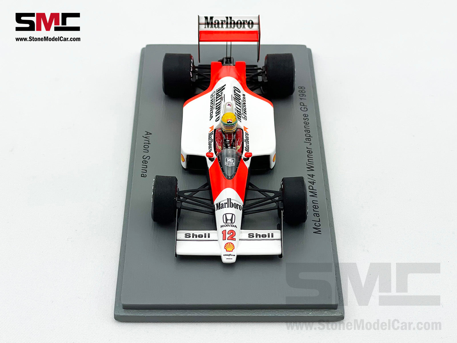 Mclaren F1 MP4/4 Ayrton Senna Japan 1988 World Champion 1:43 Spark with  Marlboro Decal