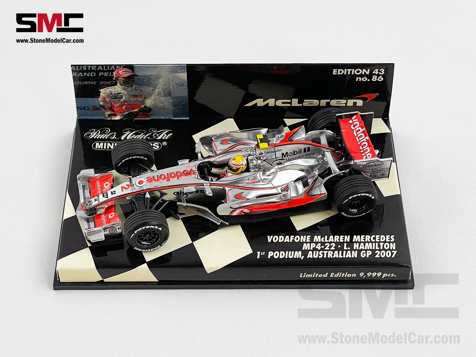 Mclaren F1 MP4-22 #2 Lewis Hamilton Australian 2007 1st Podium 1:43  MINICHAMPS