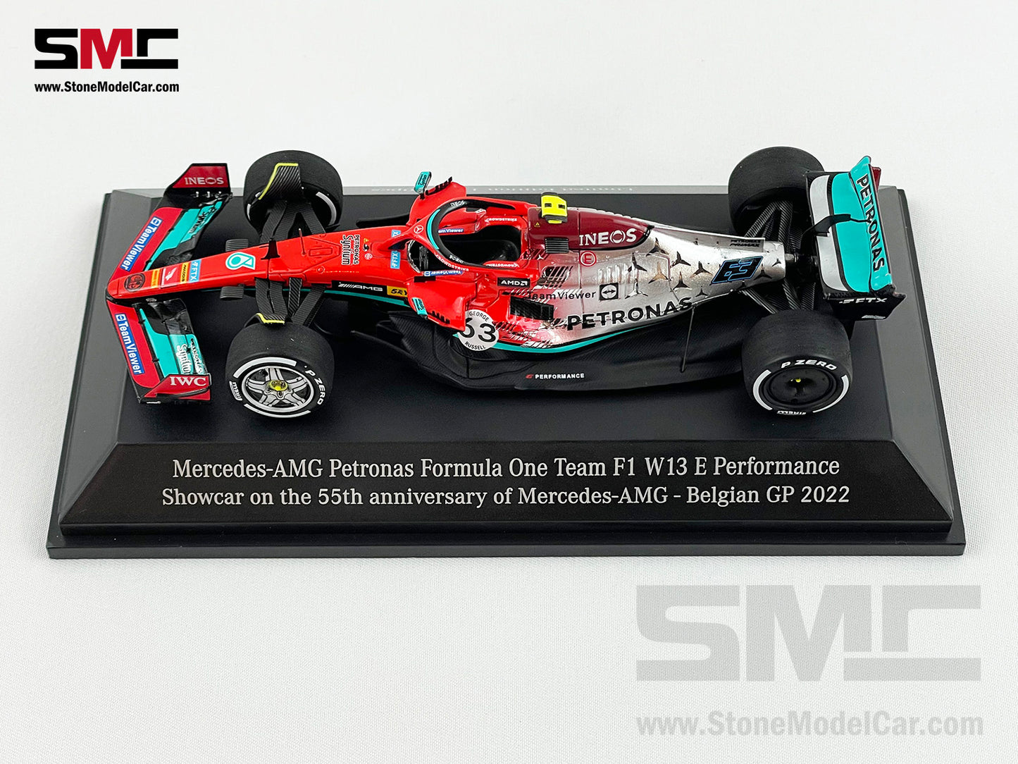 Mercedes AMG F1 W13 Showcar 55th Anniversary Belgian 2022 Lewis Hamilton & George Russell 1:43 Spark