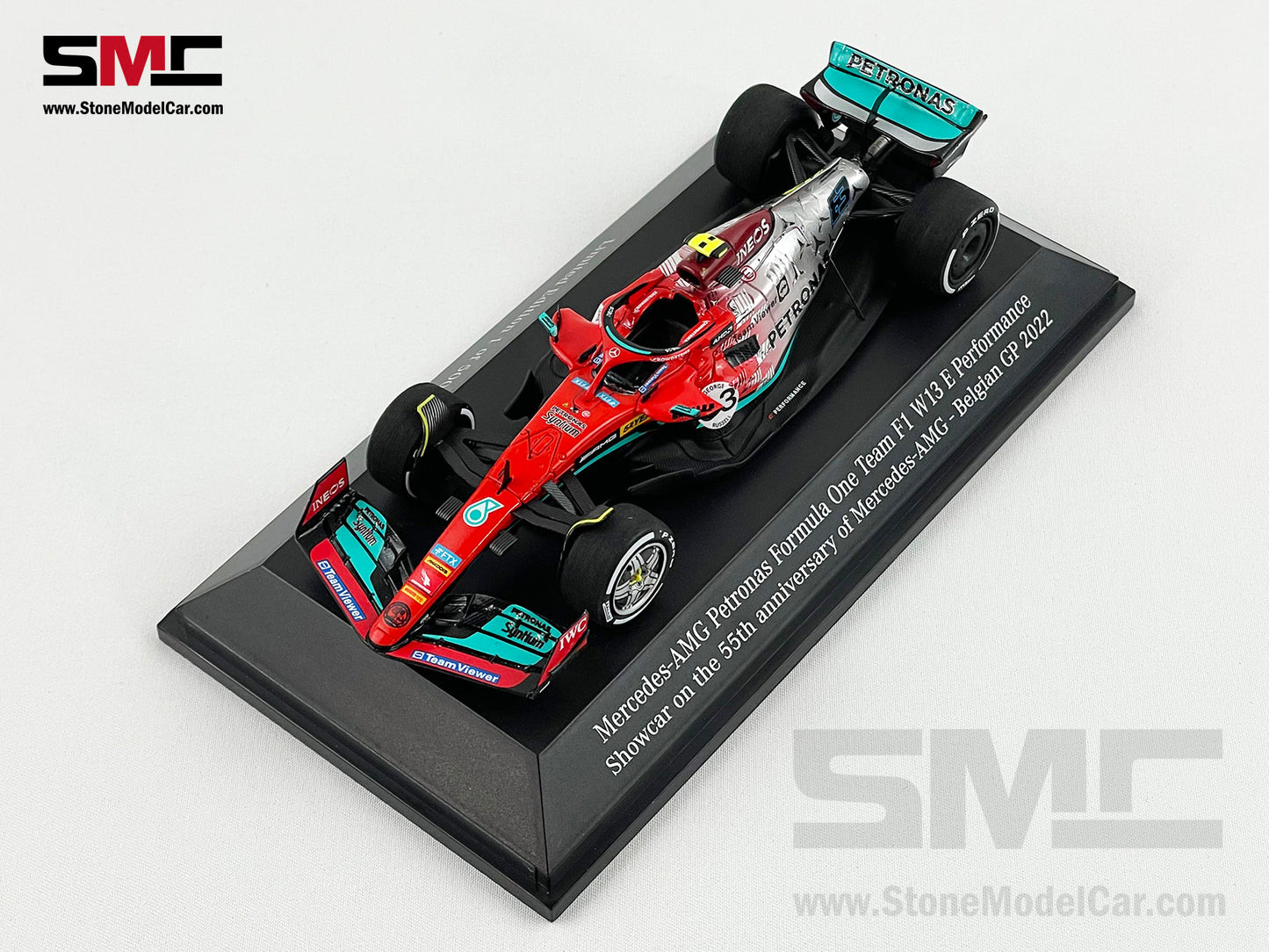 Mercedes AMG F1 W13 Showcar 55th Anniversary Belgian 2022 Lewis Hamilton & George Russell 1:43 Spark