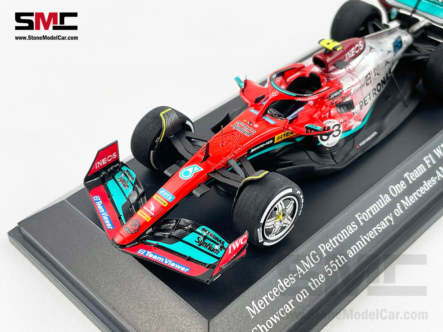 Mercedes AMG F1 W13 Showcar 55th Anniversary Belgian 2022 Lewis Hamilton & George Russell 1:43 Spark