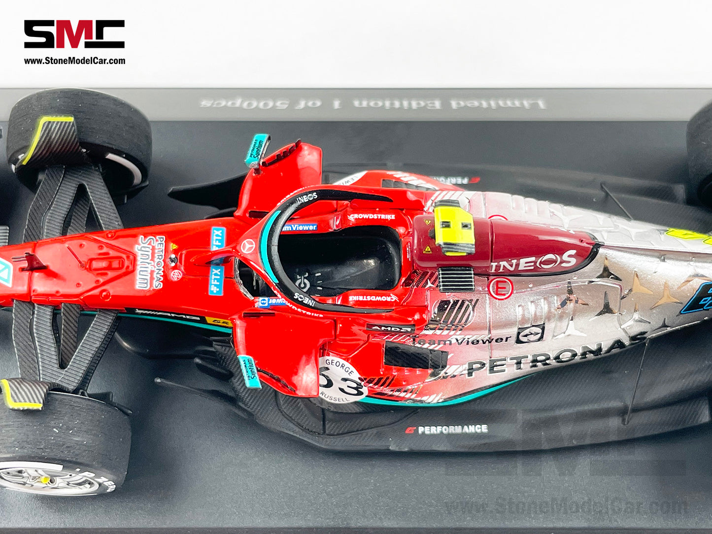 Mercedes AMG F1 W13 Showcar 55th Anniversary Belgian 2022 Lewis Hamilton & George Russell 1:43 Spark