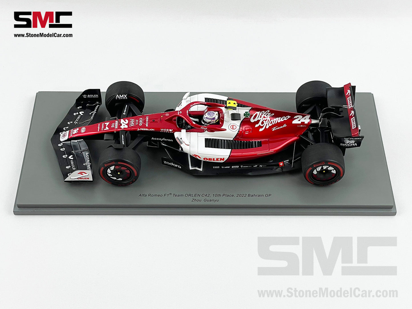 2022 Alfa Romeo Sauber F1 C42 #24 Zhou Guanyu Bahrain GP 10th 1st Point 1:18 Spark