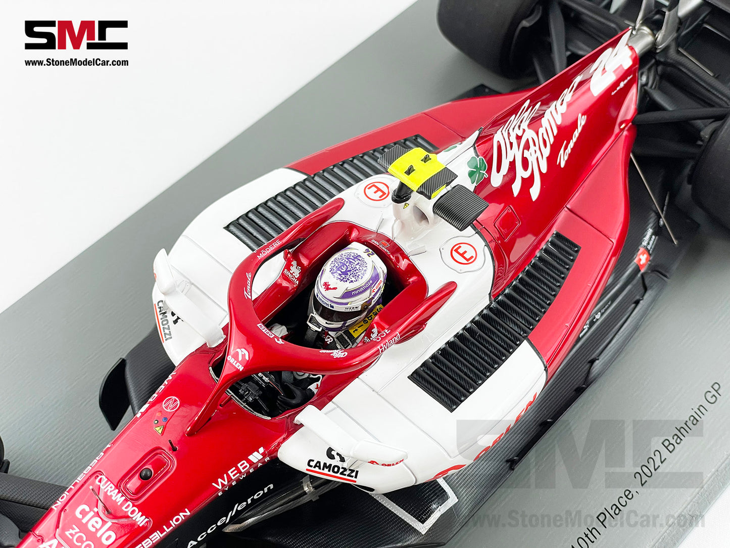 2022 Alfa Romeo Sauber F1 C42 #24 Zhou Guanyu Bahrain GP 10th 1st Point 1:18 Spark