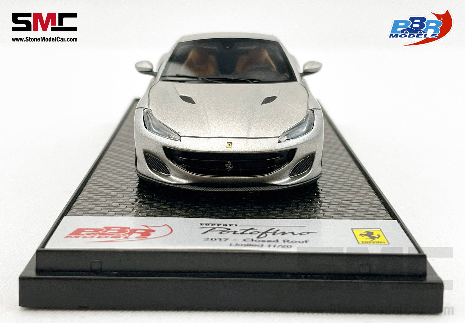 BBR 1:43 Ferrari Portofino Closed Roof - IAA Frankfurt 2017 - Matt  Aluminium Color