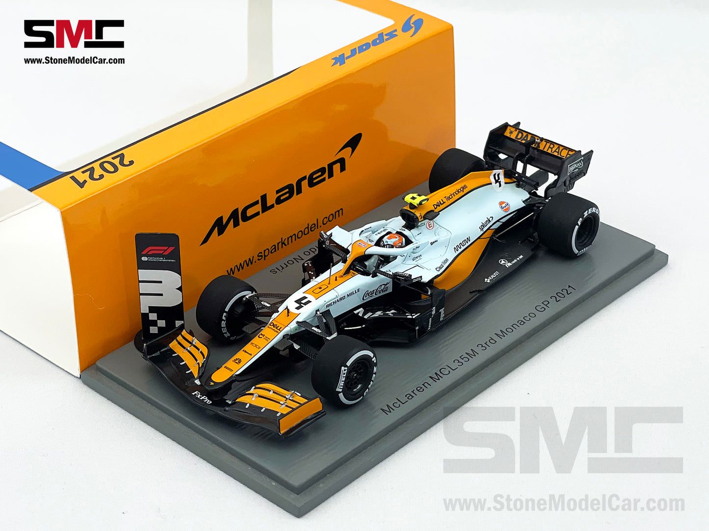 Mclaren F1 MCL35M #4 Lando Norris Monaco 2021 Podium Gulf Livery 1:43 Spark S7679