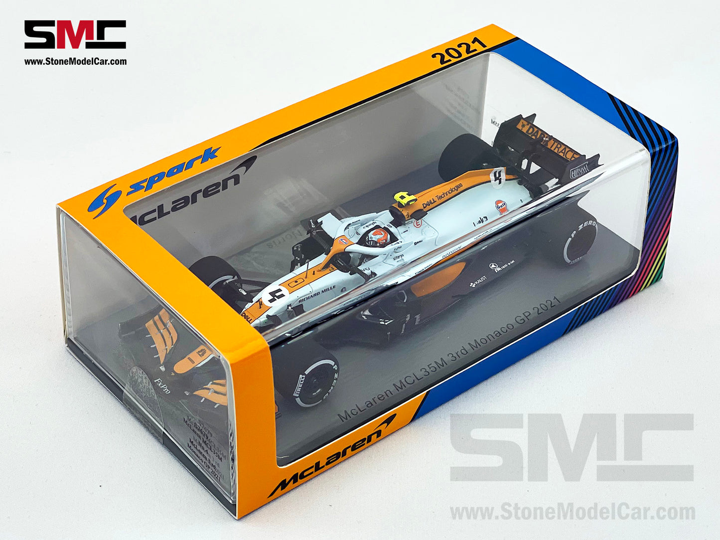 Mclaren F1 MCL35M #4 Lando Norris Monaco 2021 Podium Gulf Livery 1:43 Spark S7679