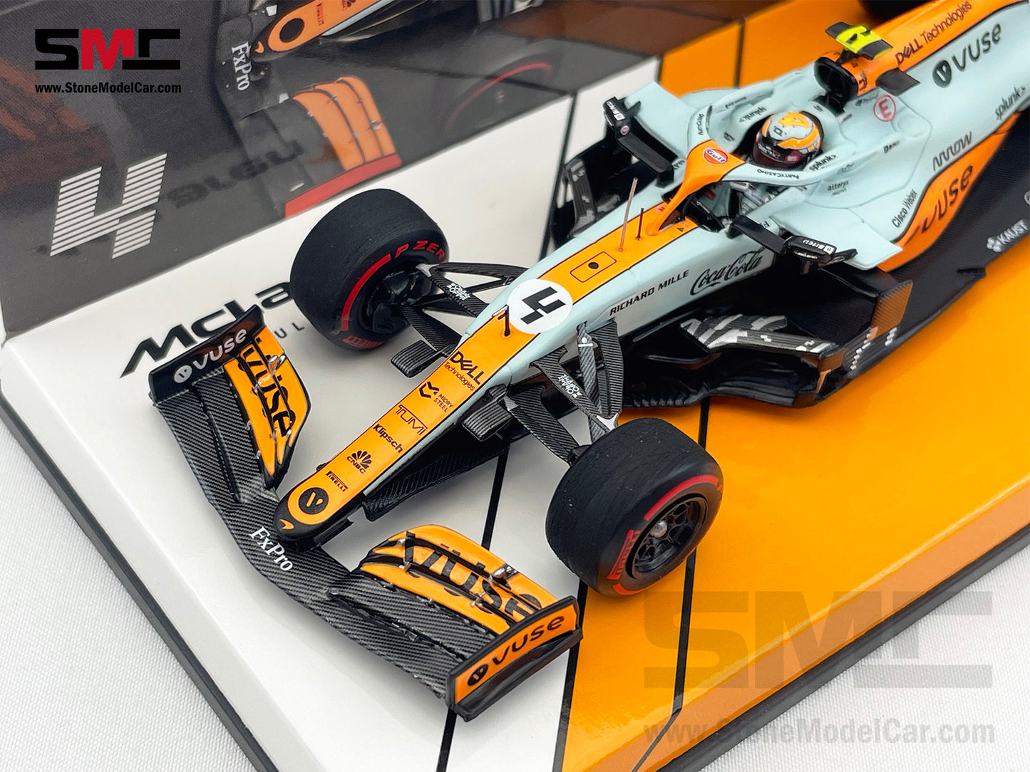 Mclaren F1 MCL35M #4 Lando Norris Monaco 2021 Podium Gulf Livery 1:43 MINICHAMPS w Decal