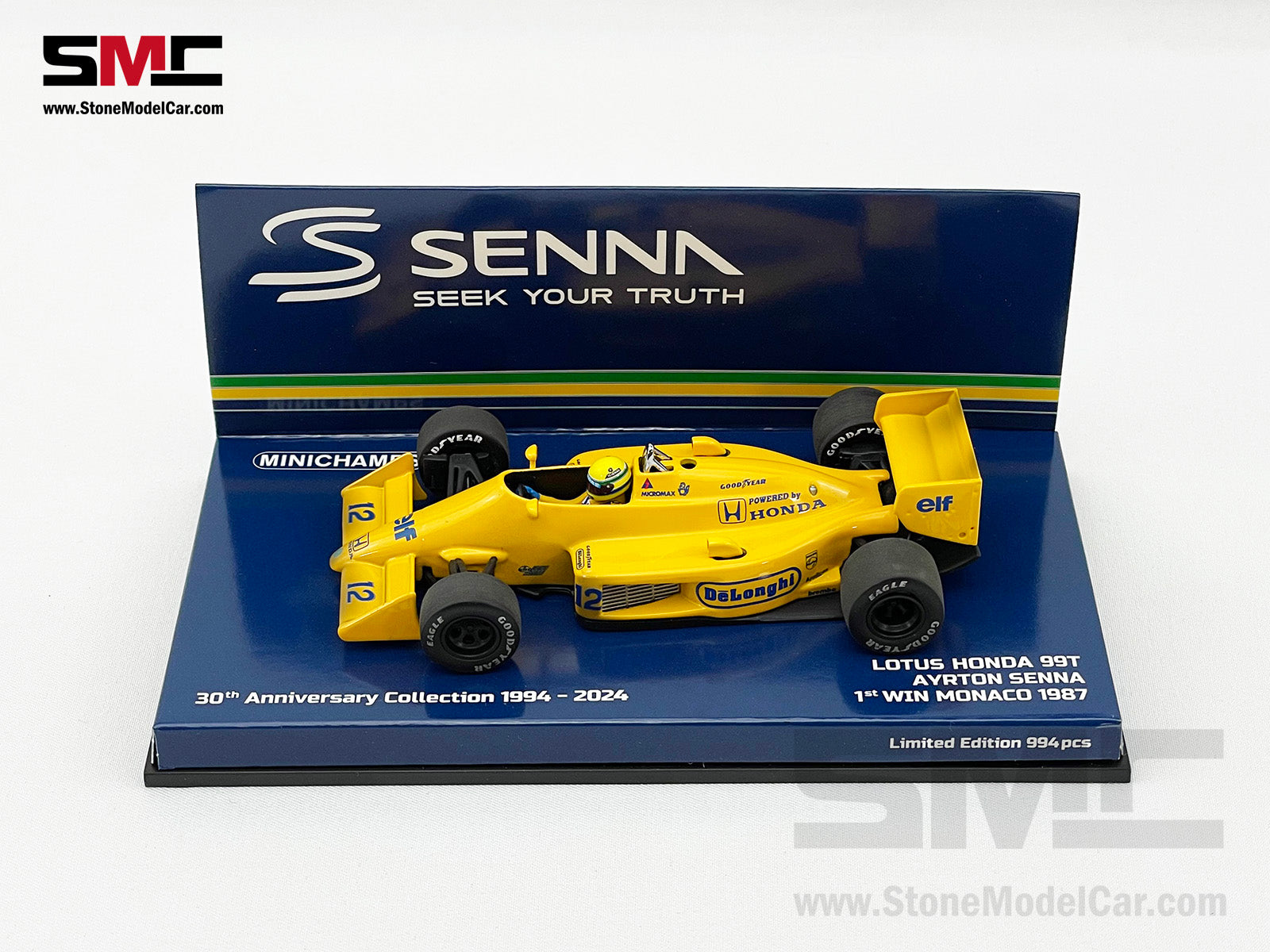 Lotus Honda F1 99T #12 Ayrton Senna Monaco GP Winner 1987 1:43 MINICHA –  Stone Model