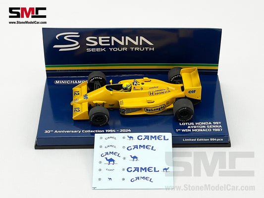 Lotus Honda F1 99T #12 Ayrton Senna Monaco GP Winner 1987 1:43 MINICHAMPS + Decal