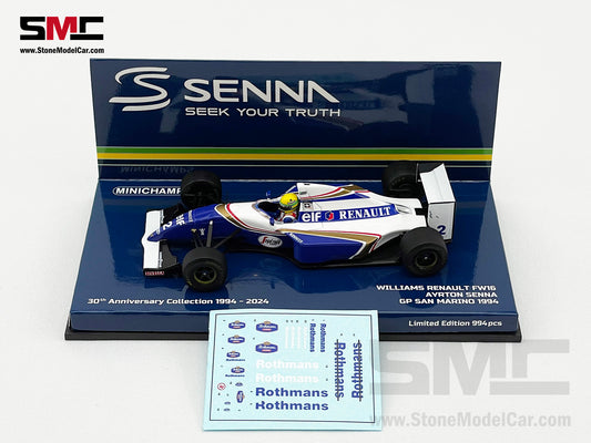 Williams Renault F1 FW16 #2 Ayrton Senna San Marino GP 1994 1:43 MINICHAMPS + Decal