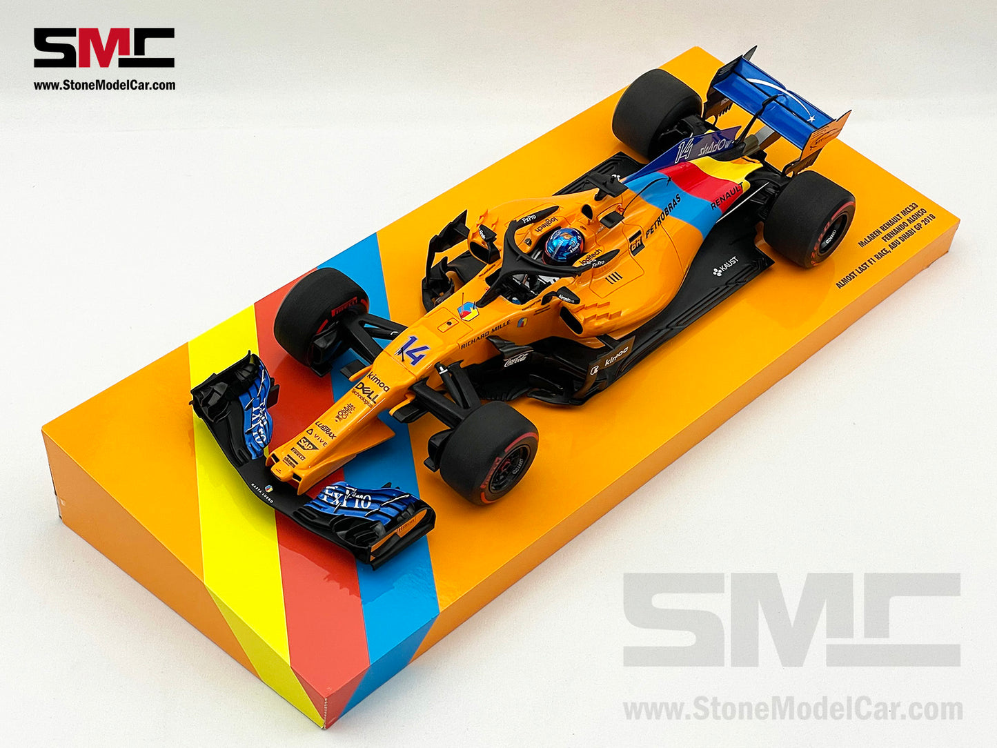 McLaren F1 MCL33 #14 Fernando Alonso Abu Dhabi GP 2018 1st Retirement 1:18 MINICHAMPS