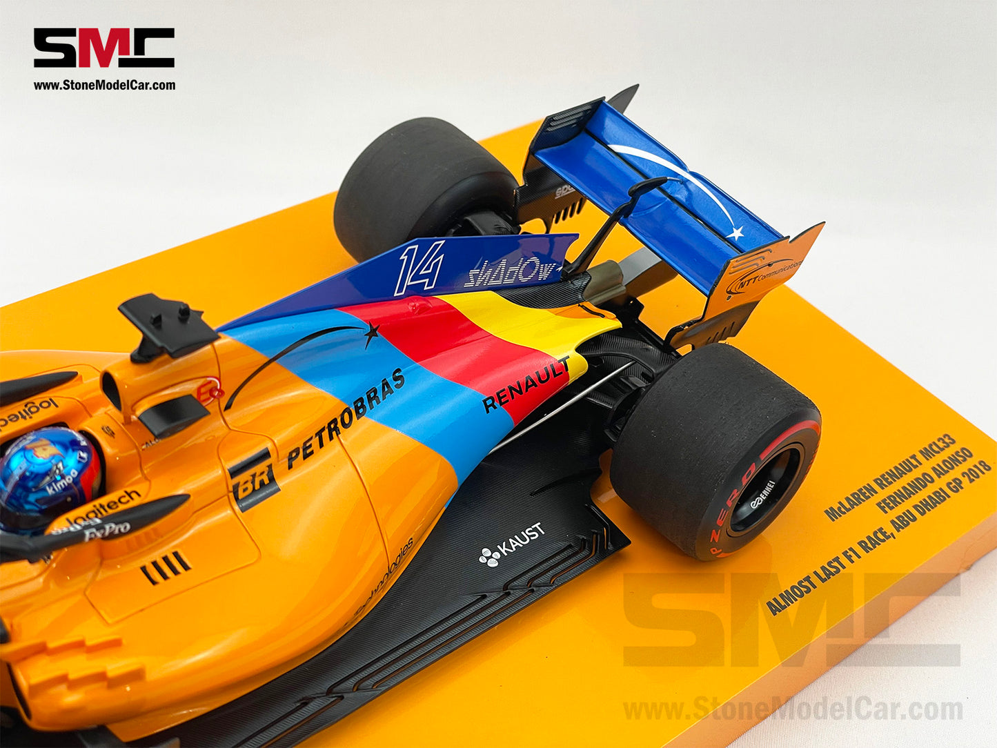 McLaren F1 MCL33 #14 Fernando Alonso Abu Dhabi GP 2018 1st Retirement 1:18 MINICHAMPS