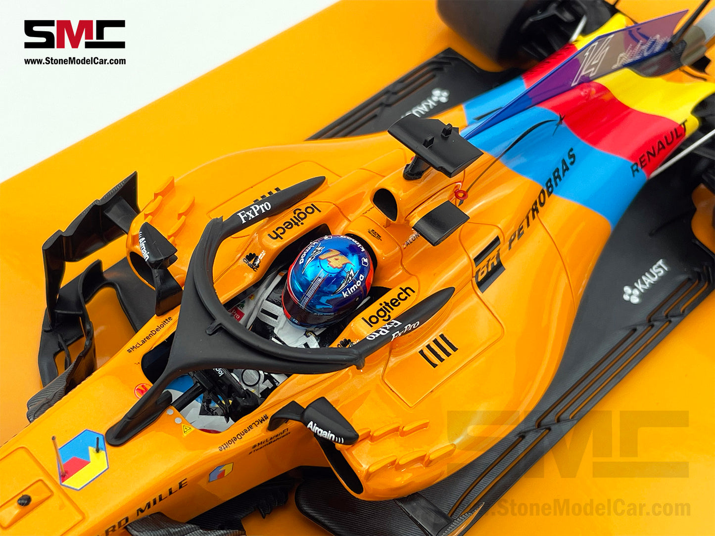 McLaren F1 MCL33 #14 Fernando Alonso Abu Dhabi GP 2018 1st Retirement 1:18 MINICHAMPS