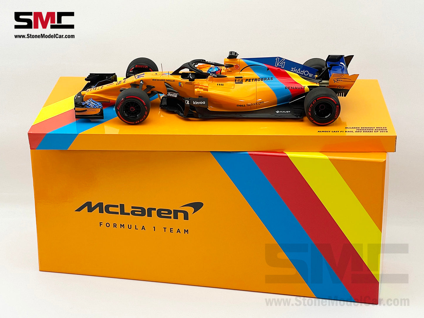 McLaren F1 MCL33 #14 Fernando Alonso Abu Dhabi GP 2018 1st Retirement 1:18 MINICHAMPS