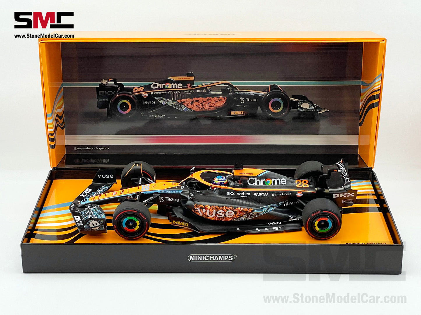 2022 Mclaren F1 MCL36 #28 Oscar Piastri Abu Dhabi GP Test Special Livery 1:18 MINICHAMPS