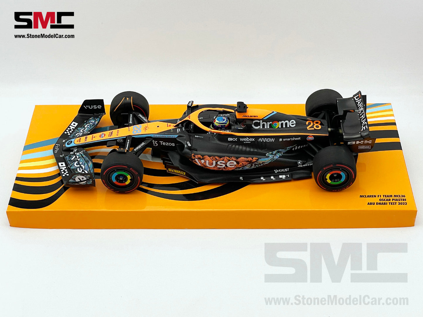 2022 Mclaren F1 MCL36 #28 Oscar Piastri Abu Dhabi GP Test Special Livery 1:18 MINICHAMPS