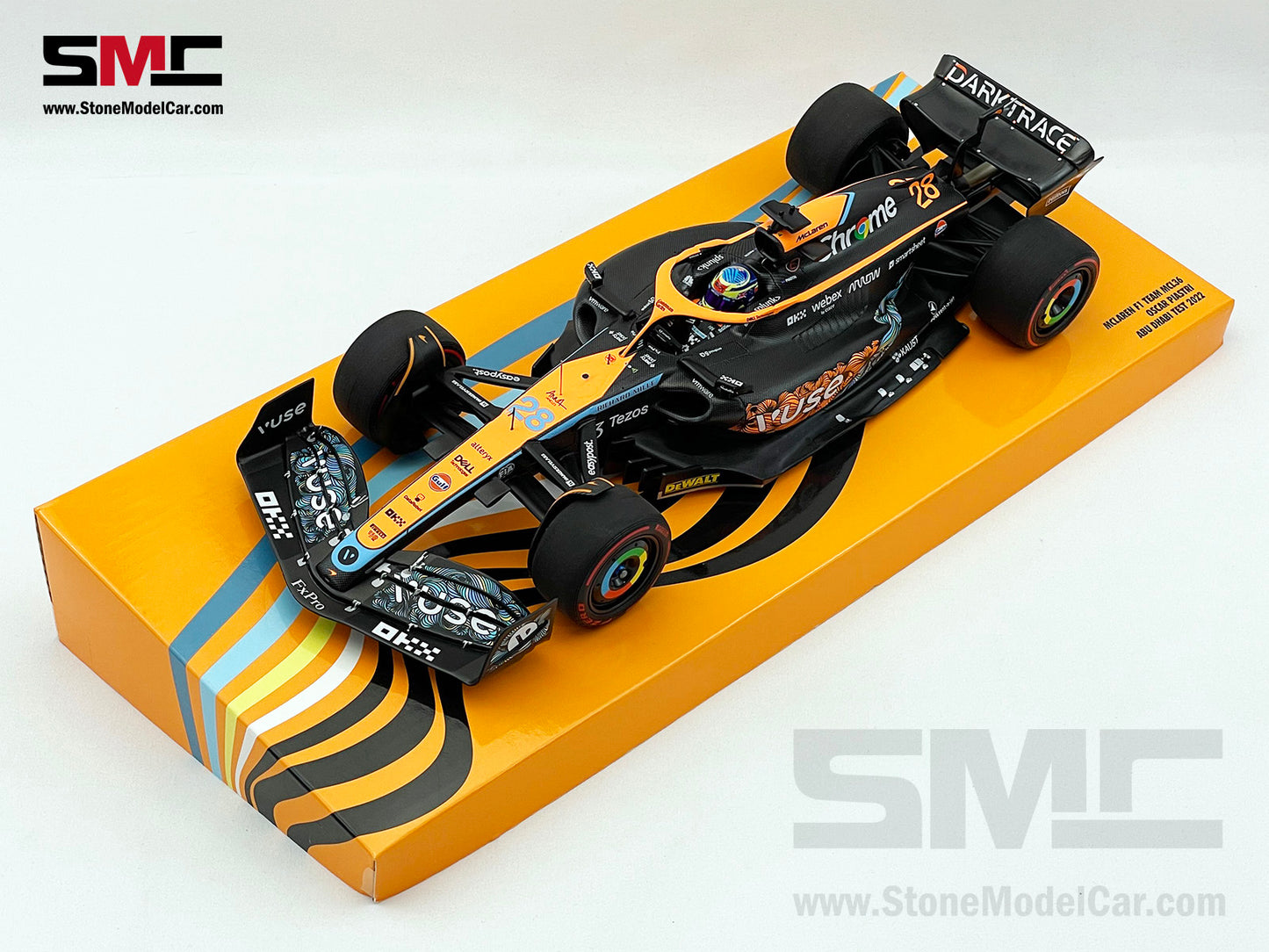 2022 Mclaren F1 MCL36 #28 Oscar Piastri Abu Dhabi GP Test Special Livery 1:18 MINICHAMPS