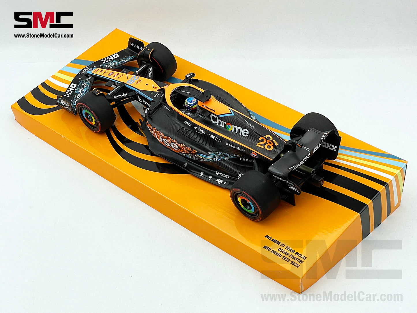 2022 Mclaren F1 MCL36 #28 Oscar Piastri Abu Dhabi GP Test Special Livery 1:18 MINICHAMPS