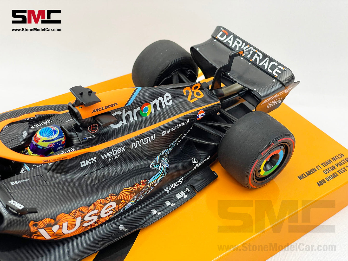 2022 Mclaren F1 MCL36 #28 Oscar Piastri Abu Dhabi GP Test Special Livery 1:18 MINICHAMPS