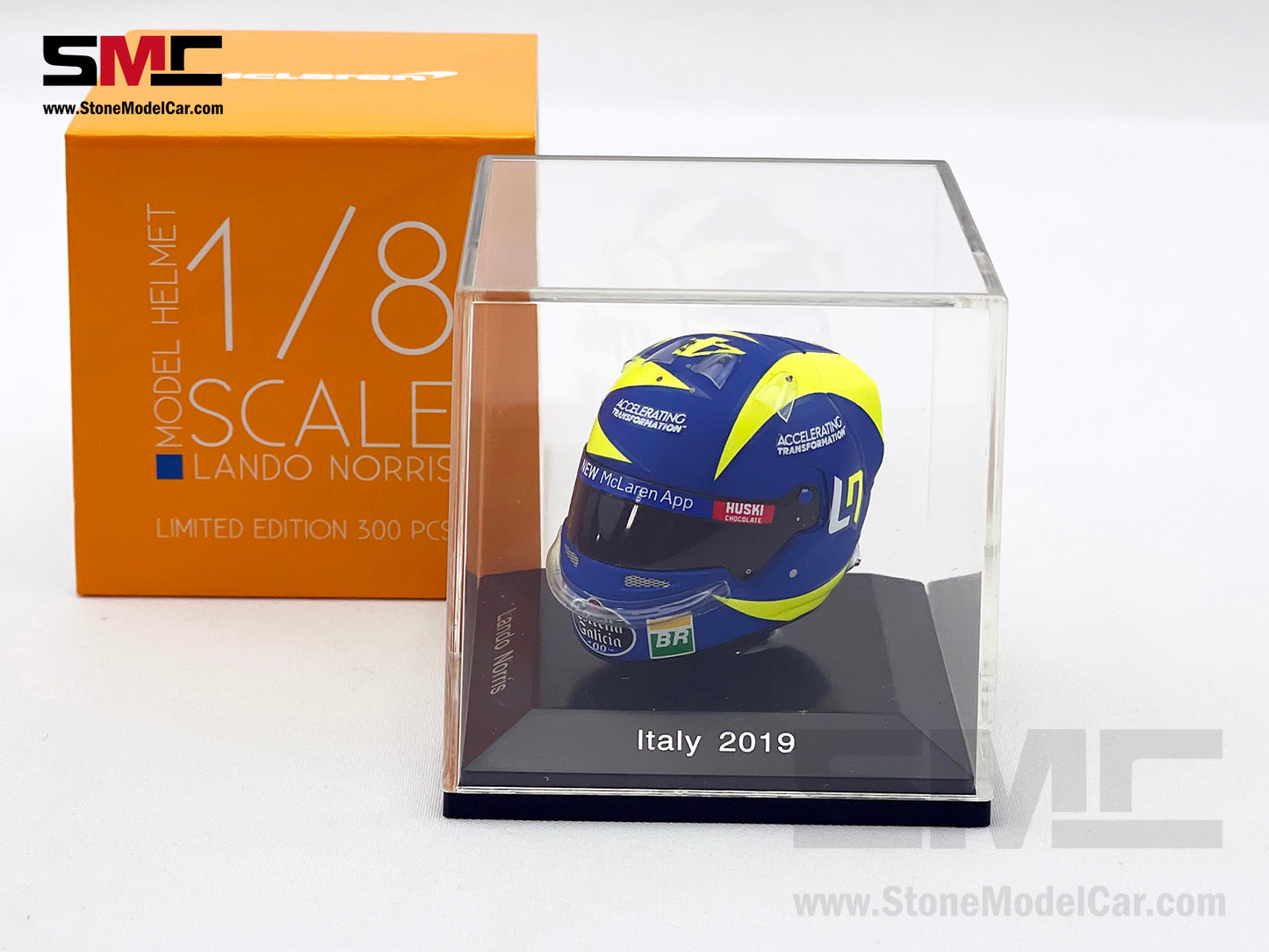 Mclaren F1 MCL34 #4 Lando Norris Italy GP 2019 Spark 1:8 Miniature Helmet Model