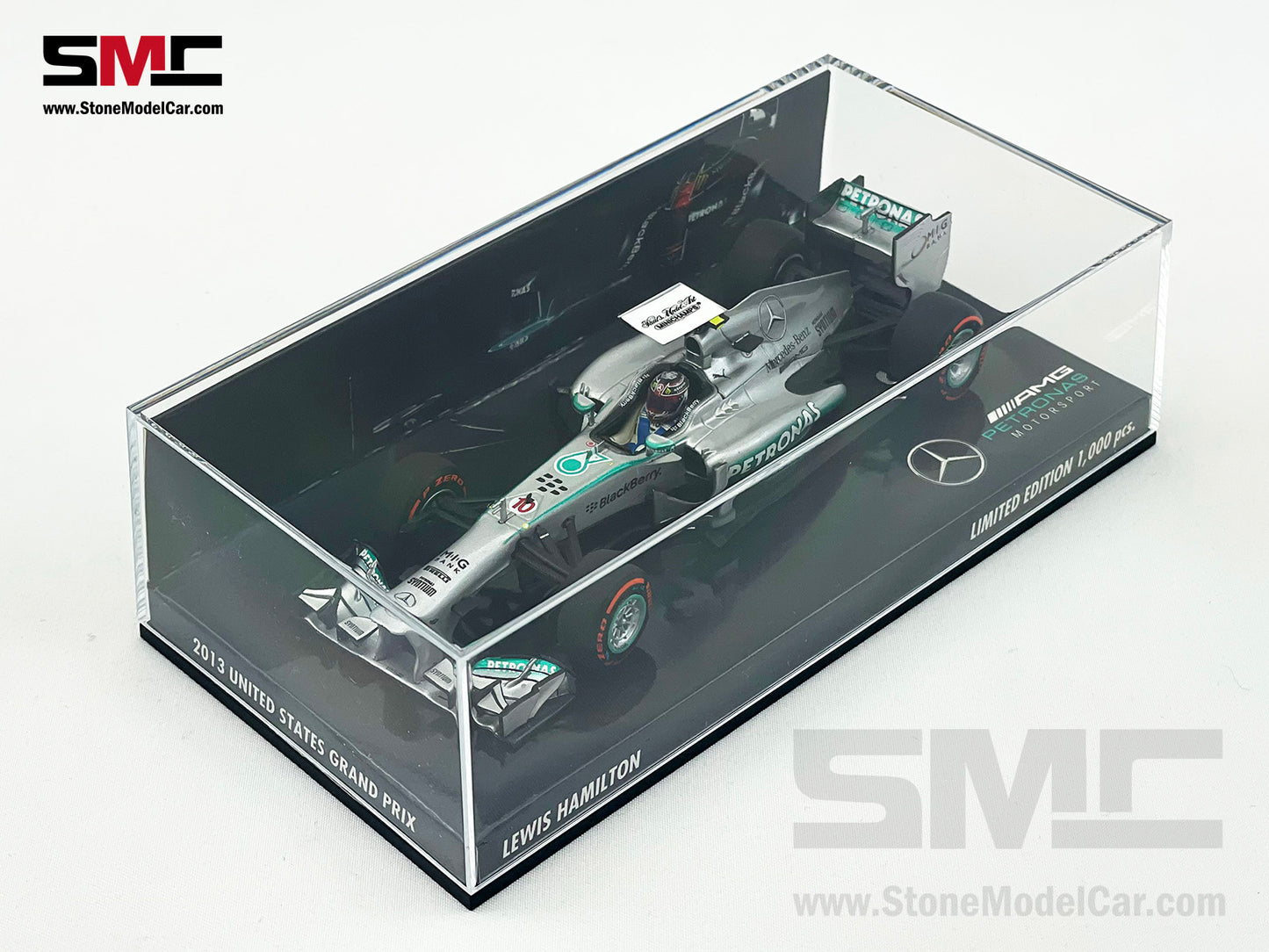 Mercedes F1 W04 #10 World Champion Lewis Hamilton United States GP 2013 1:43 MINICHAMPS Special