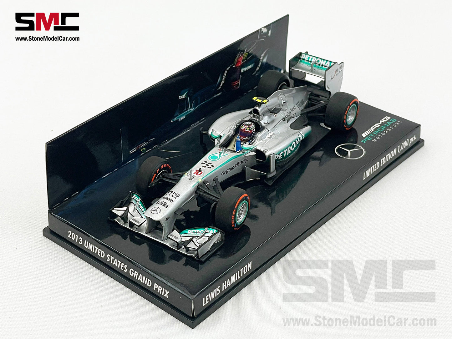 Mercedes F1 W04 #10 World Champion Lewis Hamilton United States GP 2013 1:43 MINICHAMPS Special