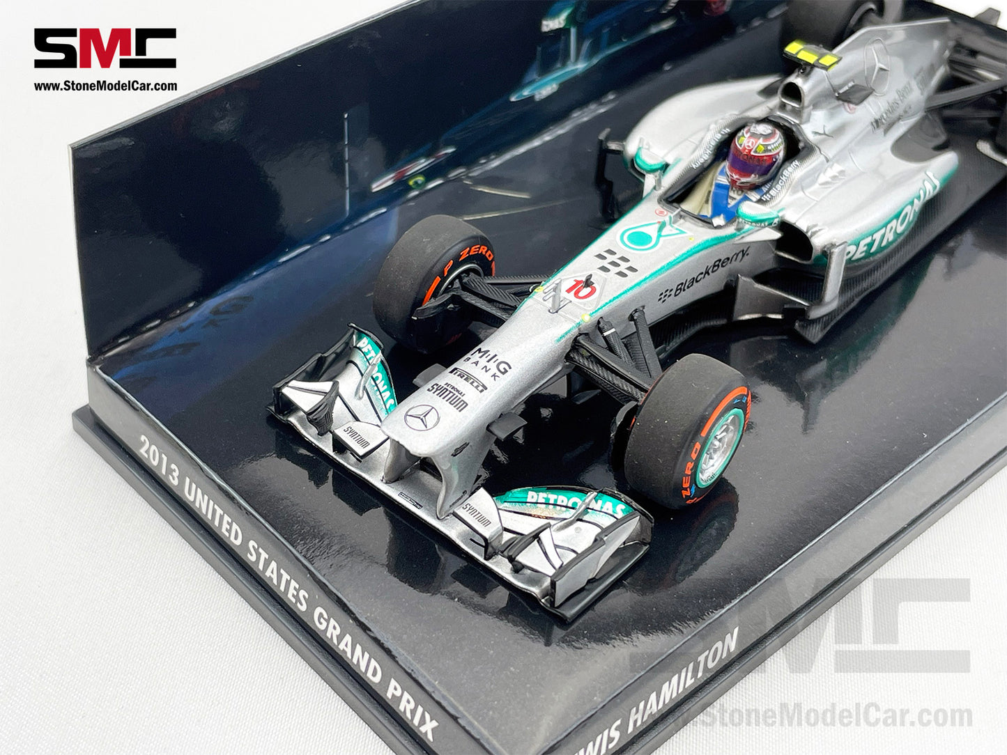 Mercedes F1 W04 #10 World Champion Lewis Hamilton United States GP 2013 1:43 MINICHAMPS Special