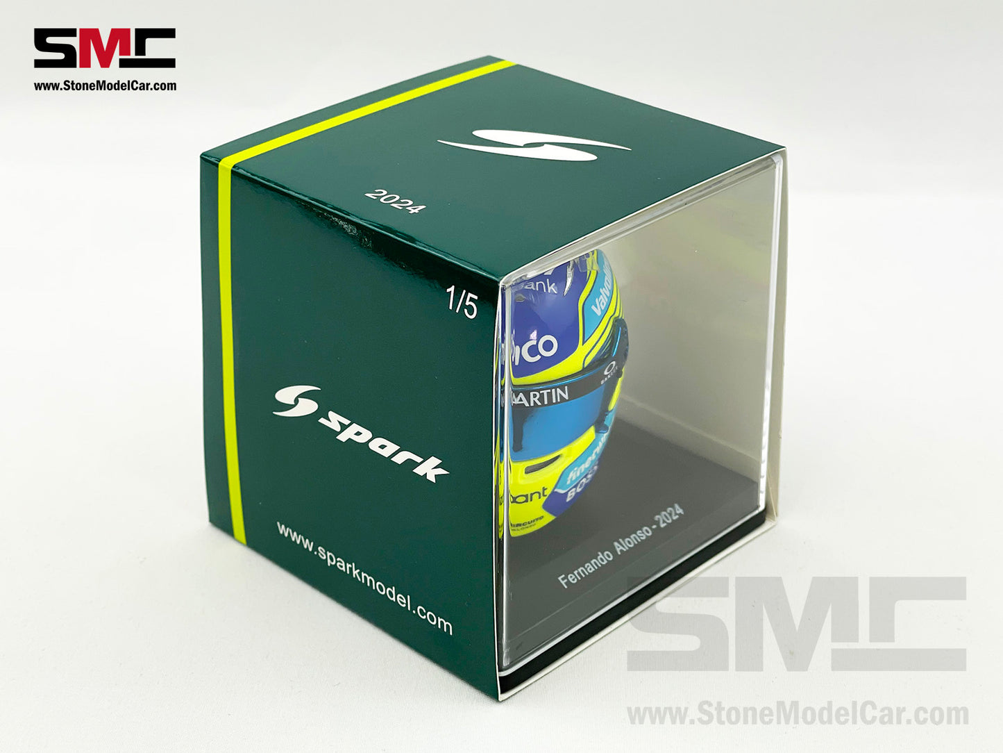 Aston Martin F1 AMR24 #14 Fernando Alonso Season 2024 Spark 1:5 Miniature Helmet Model