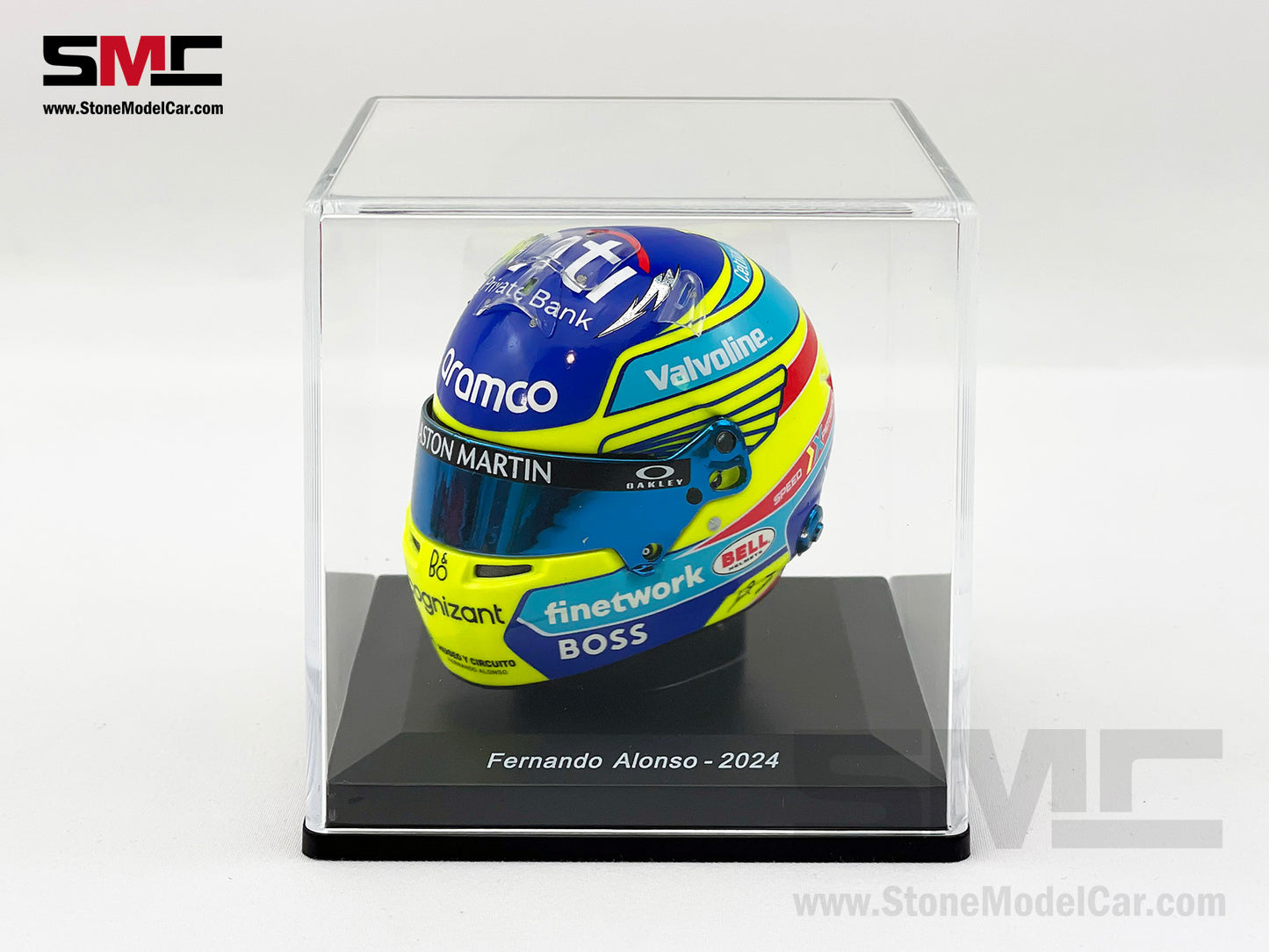 Aston Martin F1 AMR24 #14 Fernando Alonso Season 2024 Spark 1:5 Miniature Helmet Model