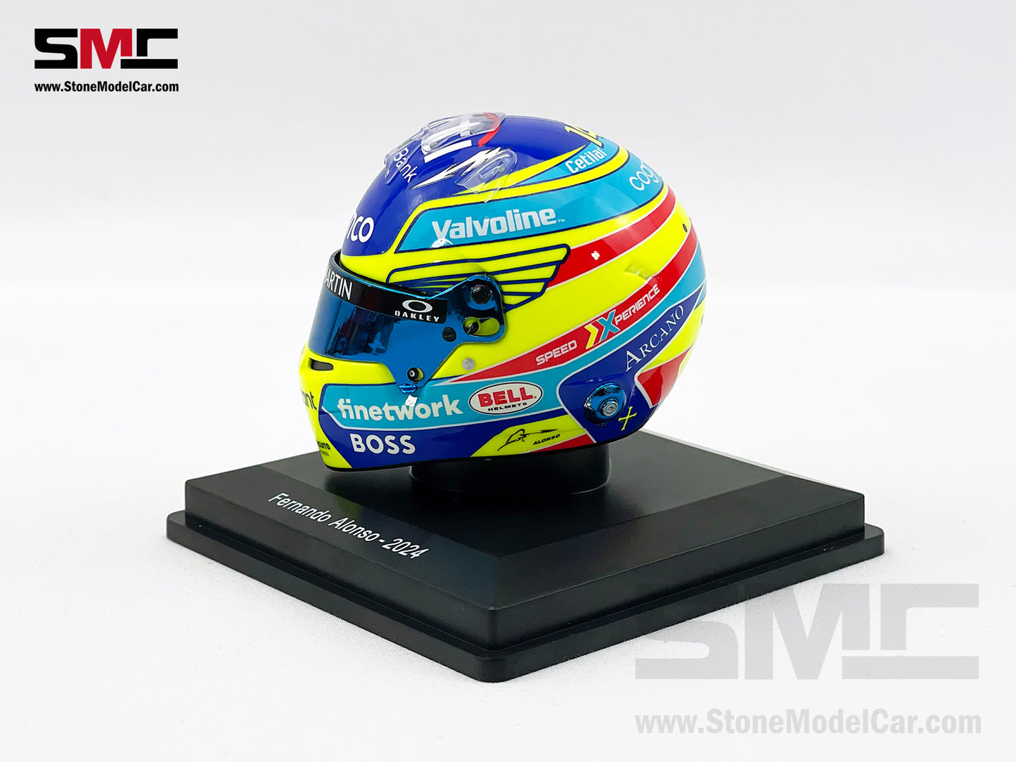 Aston Martin F1 AMR24 #14 Fernando Alonso Season 2024 Spark 1:5 Miniature Helmet Model