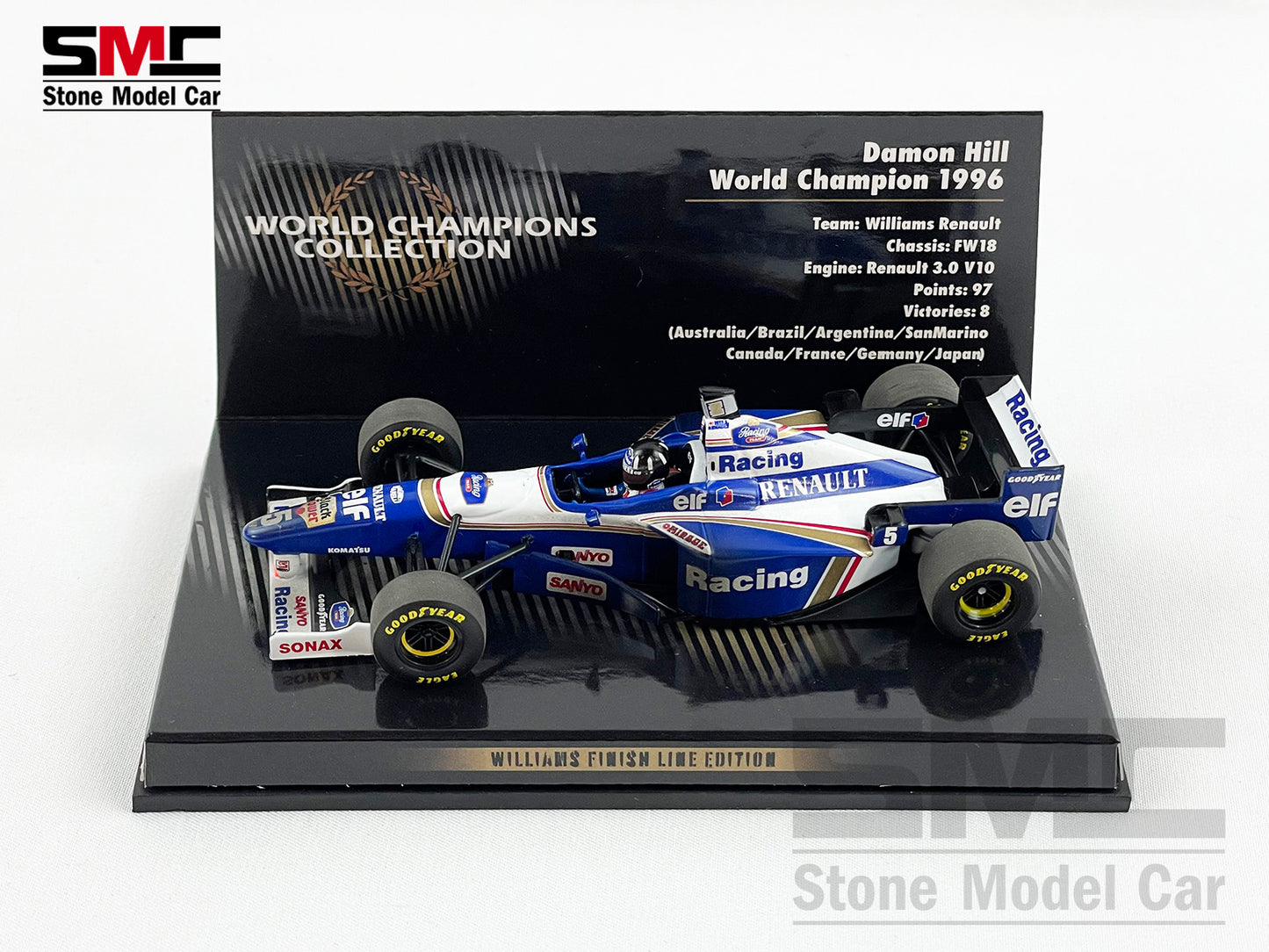 Williams F1 FW18 #5 Damon Hill 1996 World Champion 1:43 MINICHAMPS 436966605